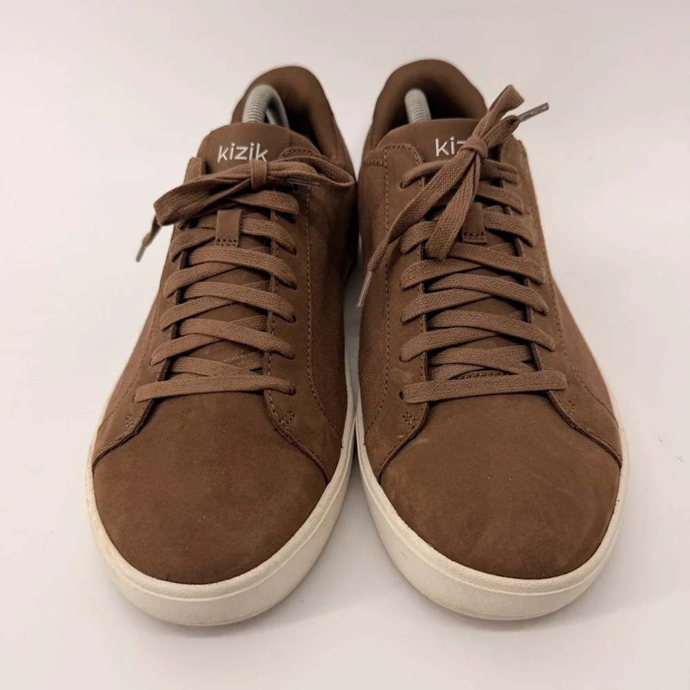 Kizik Madrid Sneakers Mens 10 Brown Hands-Free Slip-On Canvas Suede Low Top
